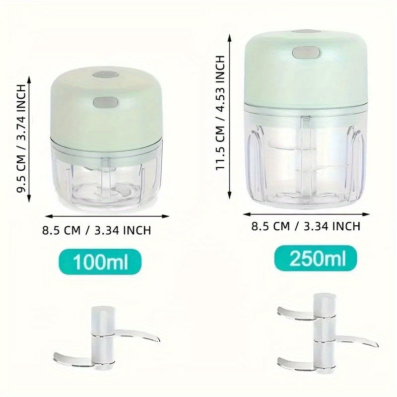 1pc Portable Mini Food Processor, Electric Garlic Chopper with Stainless Steel Blades, USB Rechargeable 1200RPM Wireless Kitchen Mixer, Speed Control, Easy to Clean, 8.45oz Capacity, Lithium Battery, Ideal Gift for 10 Important Holidays (Christmas,
