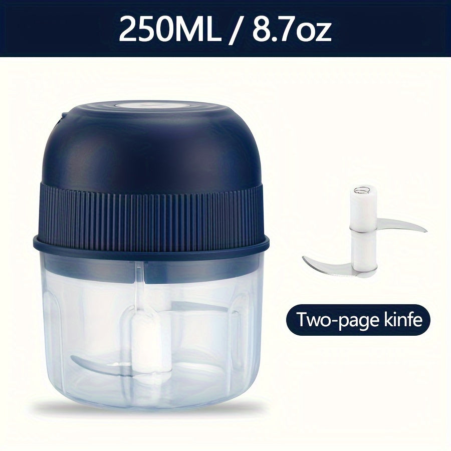 250ml Electric Mini Garlic Chopper USB Meat Grinder Garlic Crusher Sturdy Ginger And Vegetable Crusher With Safety Switch, Thickened, Chopper