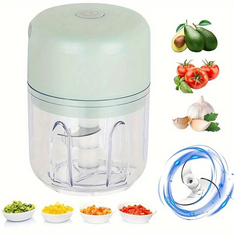 1pc Portable Mini Food Processor, Electric Garlic Chopper with Stainless Steel Blades, USB Rechargeable 1200RPM Wireless Kitchen Mixer, Speed Control, Easy to Clean, 8.45oz Capacity, Lithium Battery, Ideal Gift for 10 Important Holidays (Christmas,