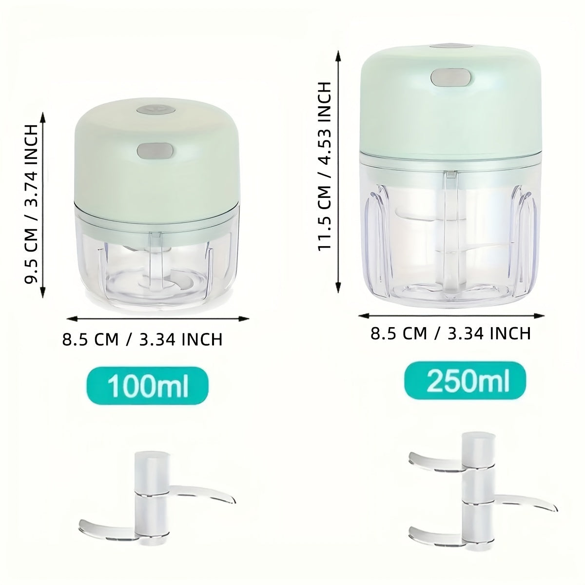 [Mini Food Processor] Portable Mini 1pc Food Processor | Electric Garlic Mincer with Stainless Steel Blades, USB Rechargeable 1200RPM Wireless Kitchen Blender, Speed Control, Easy Clean, 250ML Capacity, Lithium Battery