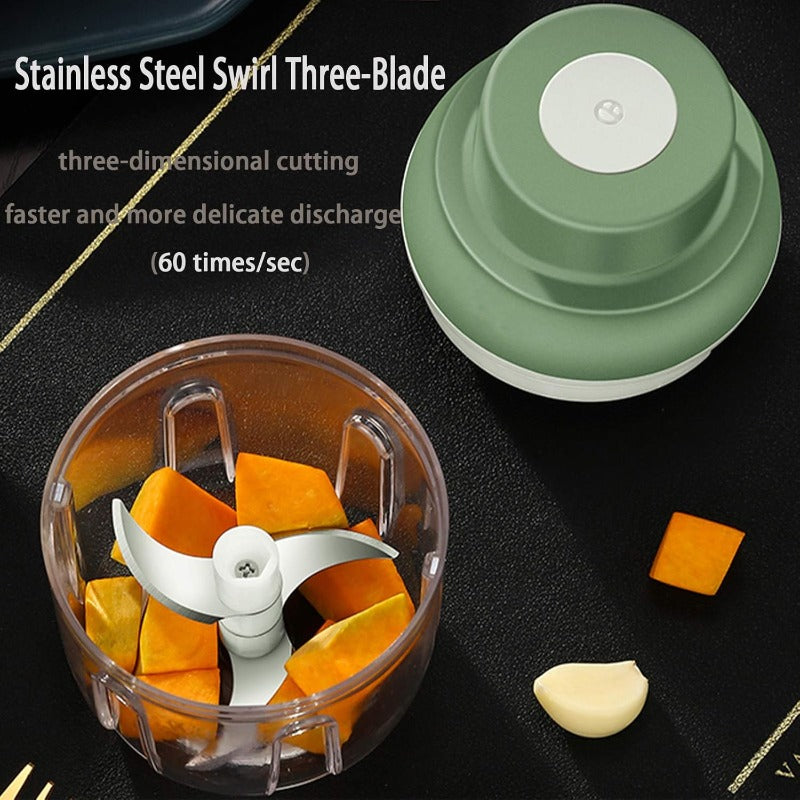 8.45oz Electric Mini Food Processor with USB-Powered Motor & Glass Blade System - Compact Portable Cordless-like Operation, Semi-Automatic Chopper with Safety Lock & Ergonomic Handle for Garlic, Vegetables, Meat, Nuts, Food, Smoothies - Easy-Clean Design