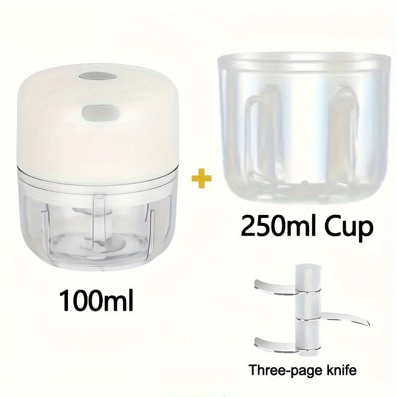 Efficient USB Rechargeable Mini Chopper: 3.38oz/8.45oz Versatile Garlic& Meat Grinder, Fast 1000 RPM Motor- Perfect Kitchen Companion