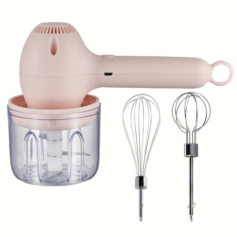 1pc, Automatic Cake Mixer, USB Rechargeable Handheld Egg Whisk for Whipping, Mixing, And Beating Cream, Electric Garlic Slicer, Food Processor for Meat, Chili, Onion, And Celery.