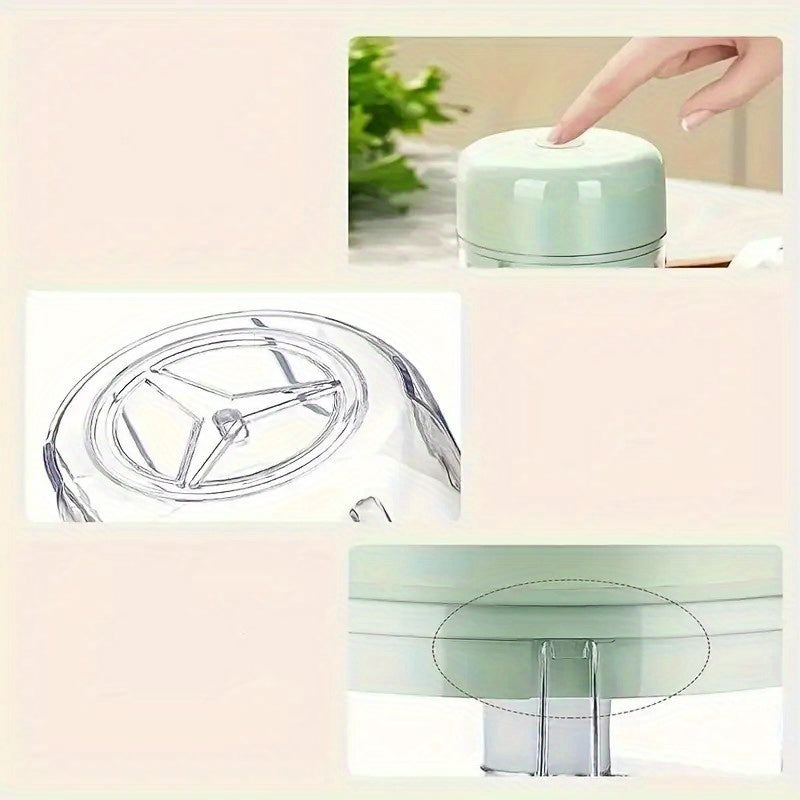 1pc Portable Mini Food Processor, Electric Garlic Chopper with Stainless Steel Blades, USB Rechargeable 1200RPM Wireless Kitchen Mixer, Speed Control, Easy to Clean, 8.45oz Capacity, Lithium Battery, Ideal Gift for 10 Important Holidays (Christmas,
