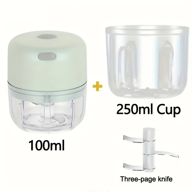 8.45oz Mini Rechargeable Garlic Chopper Meat Grinder, USB Wireless Charging, 3.38/8.45oz Capacity, 30W Safe and Durable, Suitable for Kitchen, Picnic, Kitchen Gadget for Chopping Onions, Chillies, Celeriacs, Ginger, Gift Giving