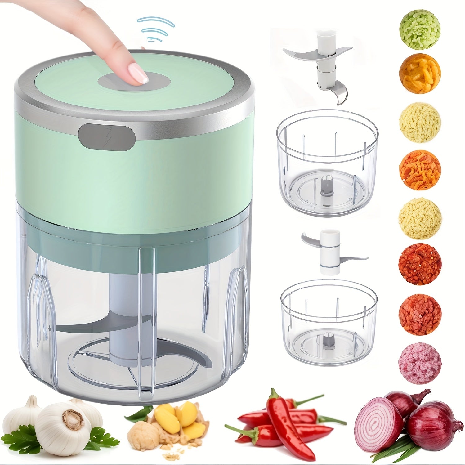[8.45oz Electric Garlic Masher] 8.45oz Automatic Electric Garlic Masher & Meat Grinder | Multifunctional Kitchen Food Processor with Rechargeable Battery, Portable for Meat Grinding, Stuffing, and More | Modern Kitchen Gadget, Durable Plastic Body, Garlic