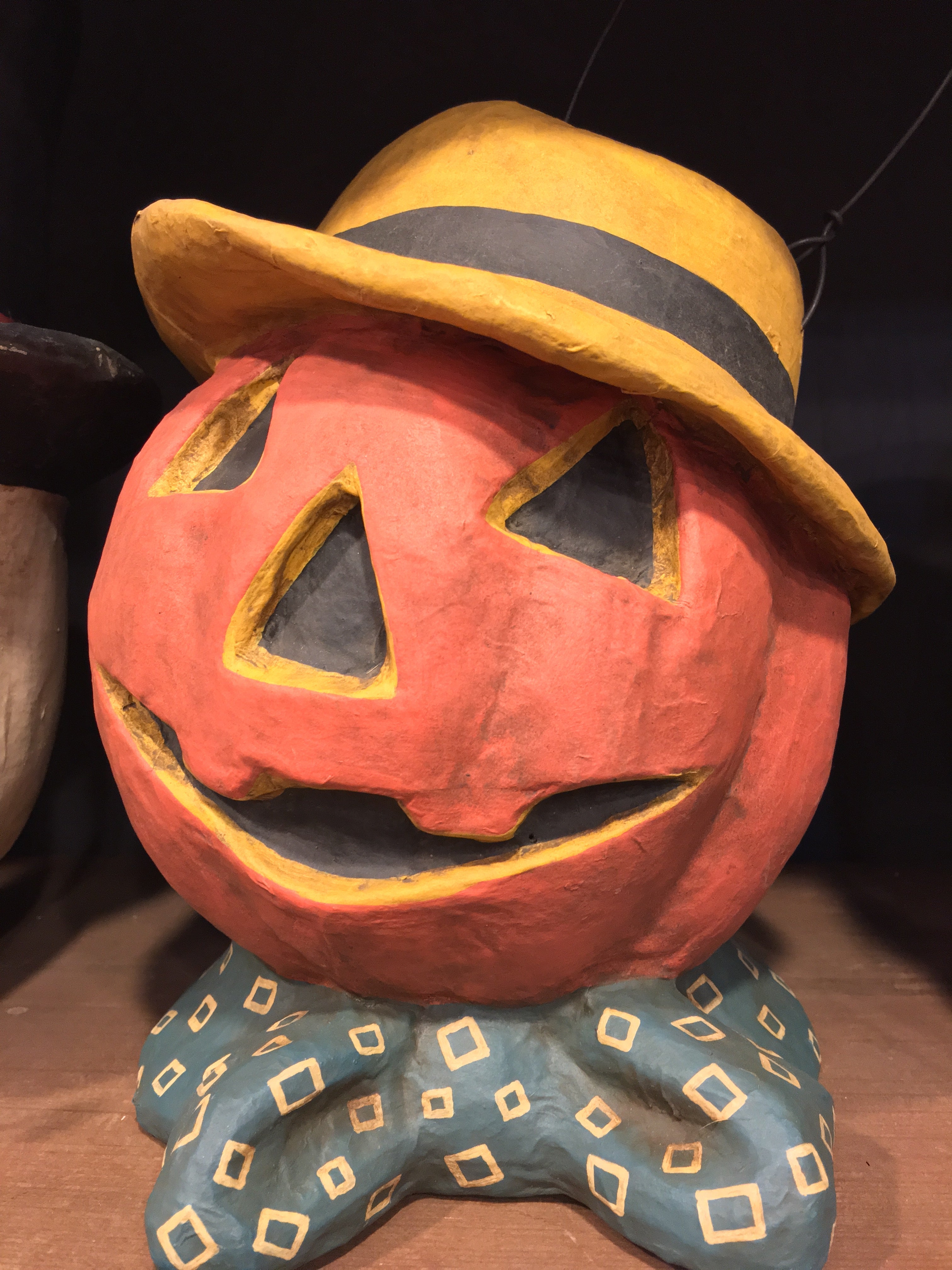 Dapper Jack Pumpkin Scarecrow Bucket - Paper Mache