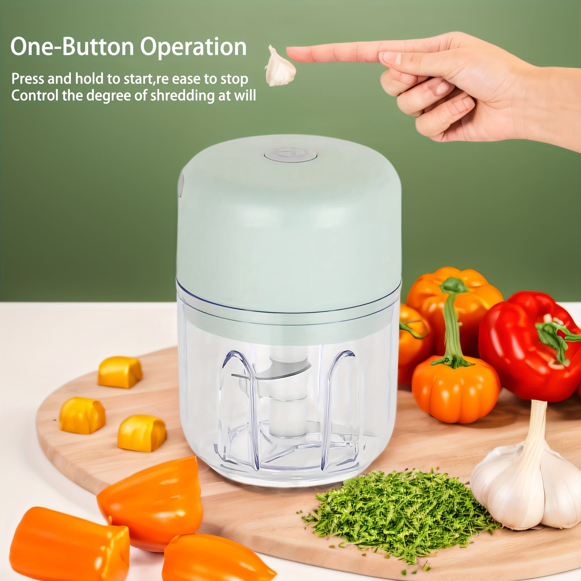 Efficient USB Rechargeable Mini Chopper: 3.38oz/8.45oz Versatile Garlic& Meat Grinder, Fast 1000 RPM Motor- Perfect Kitchen Companion