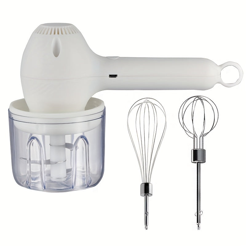 1pc, Automatic Cake Mixer, USB Rechargeable Handheld Egg Whisk for Whipping, Mixing, And Beating Cream, Electric Garlic Slicer, Food Processor for Meat, Chili, Onion, And Celery.