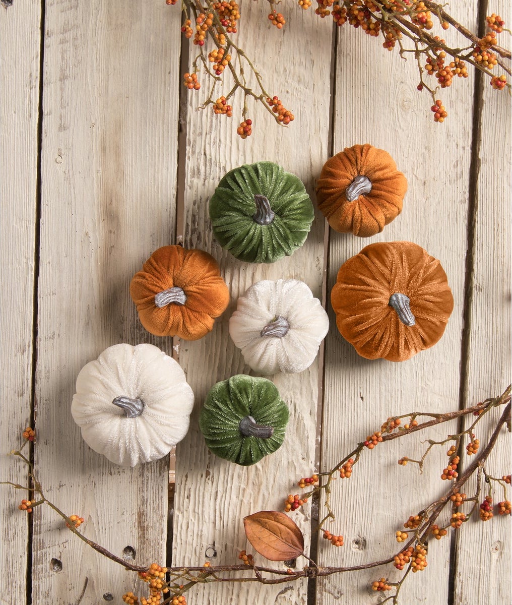 Elegant Velvet Fall Pumpkins