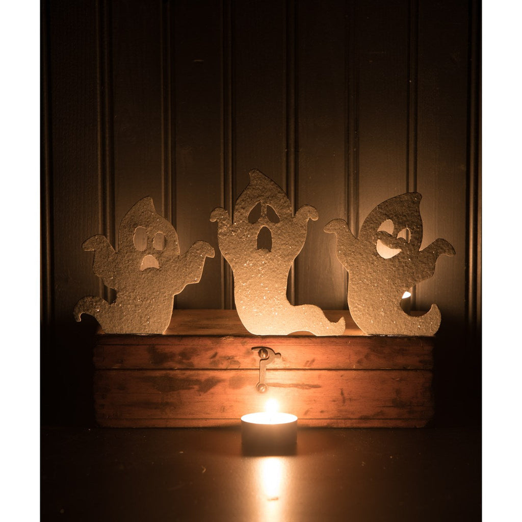 Ghoulish Ghost Silhouettes with White Glitter