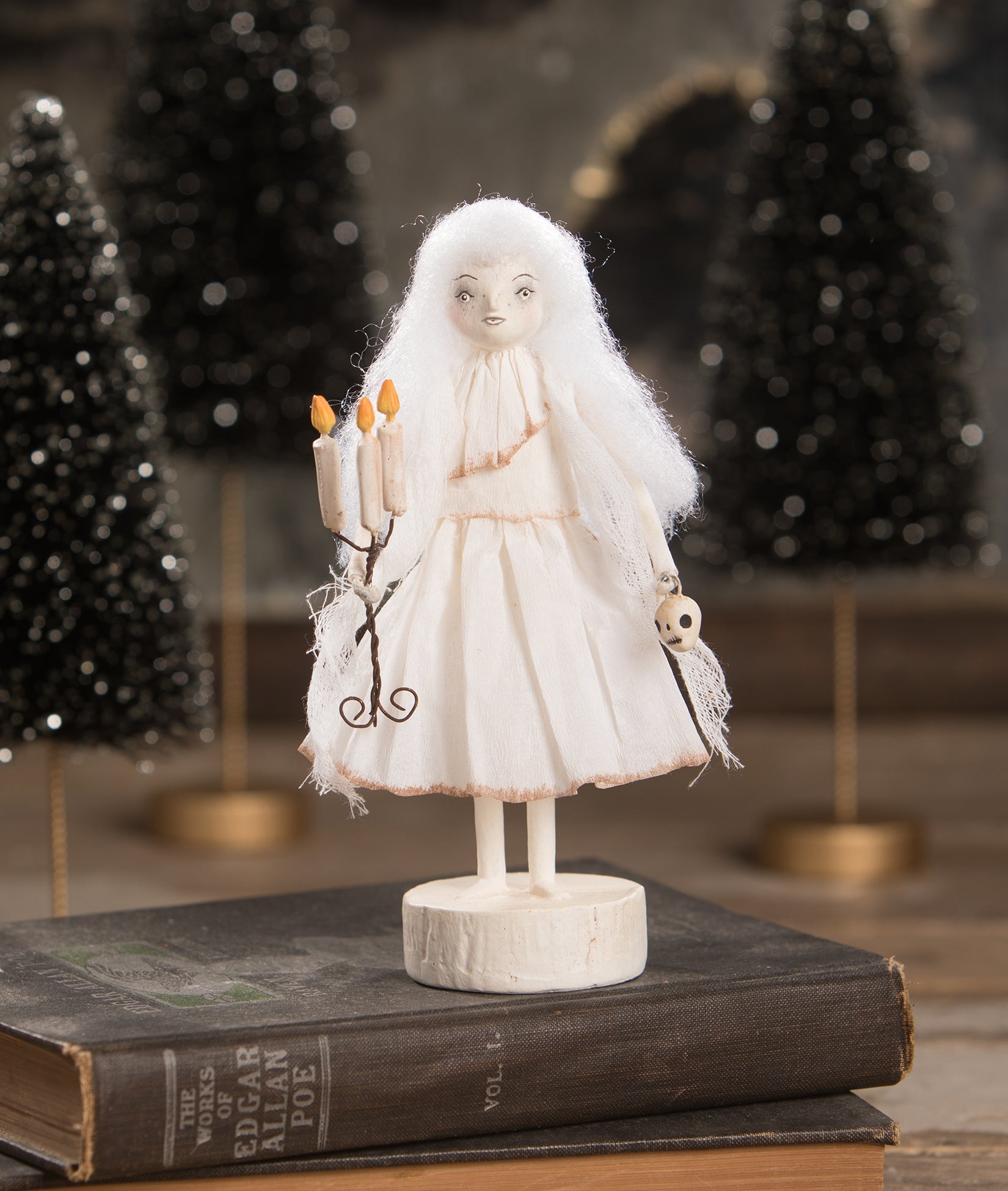 Ghostie Girl with Candelabra Figurine