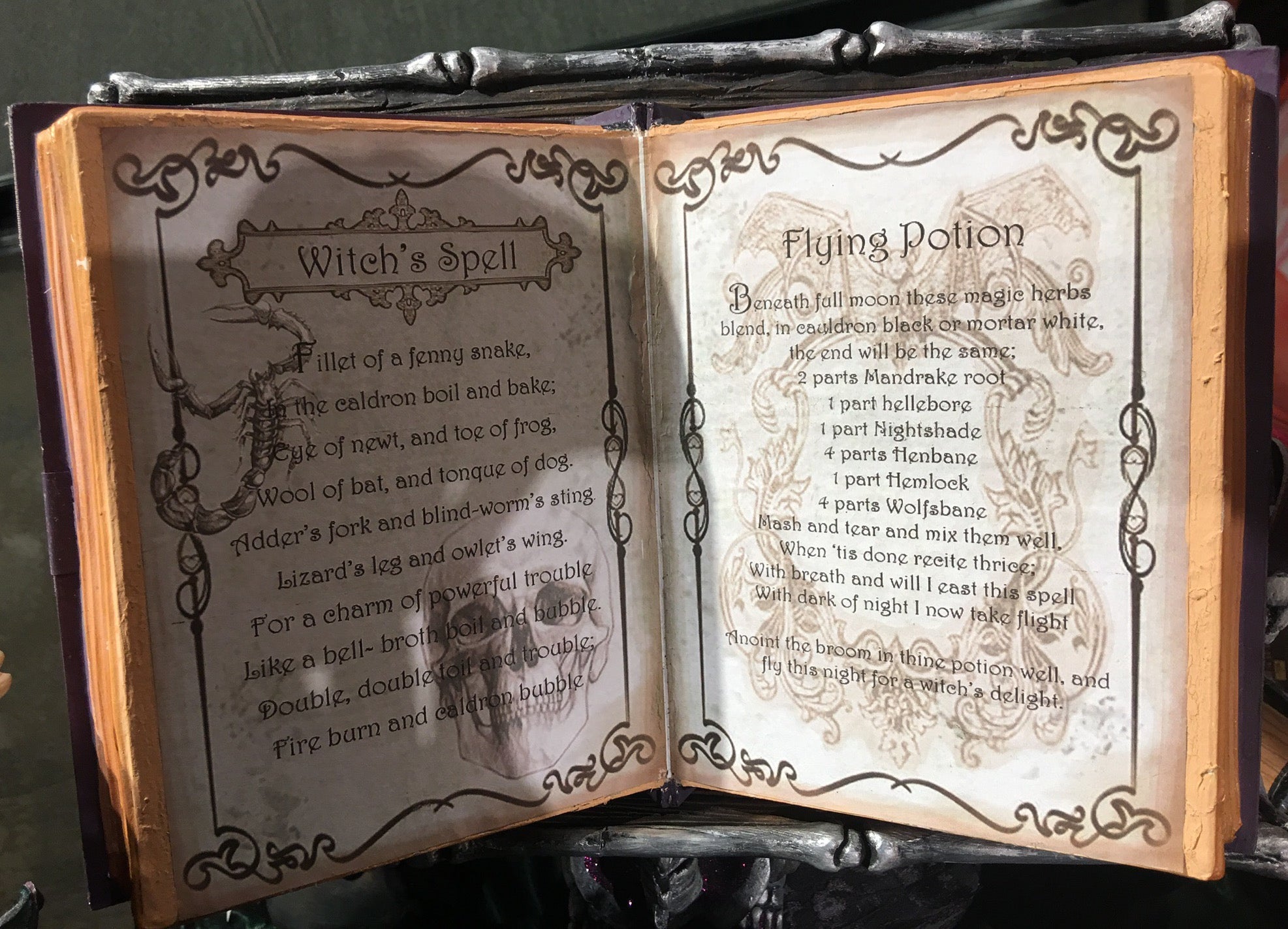 Katherine's Collection Witches Spellbook & Skeleton Holder