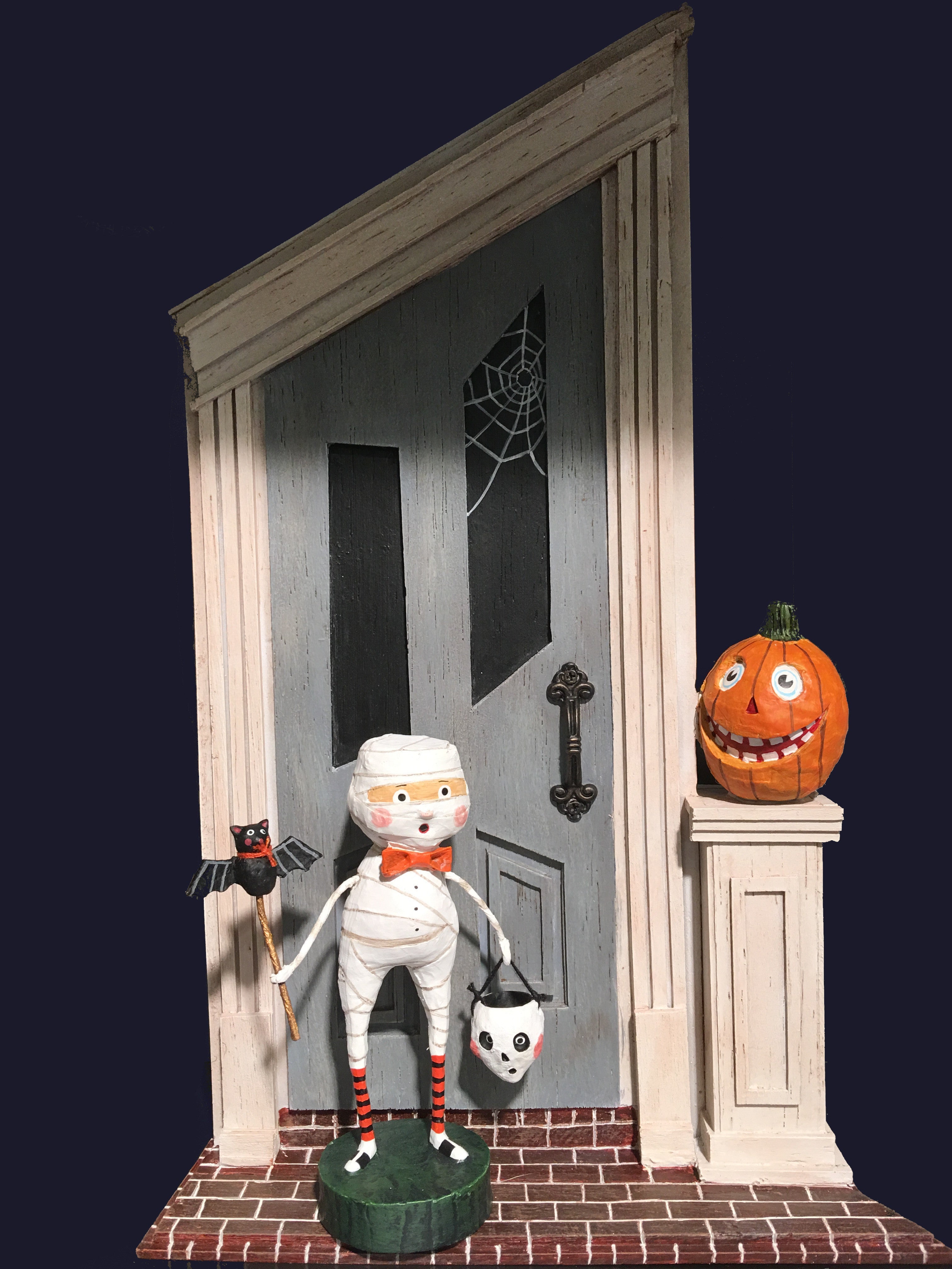 Spooky Door Halloween Backdrop for Figurines