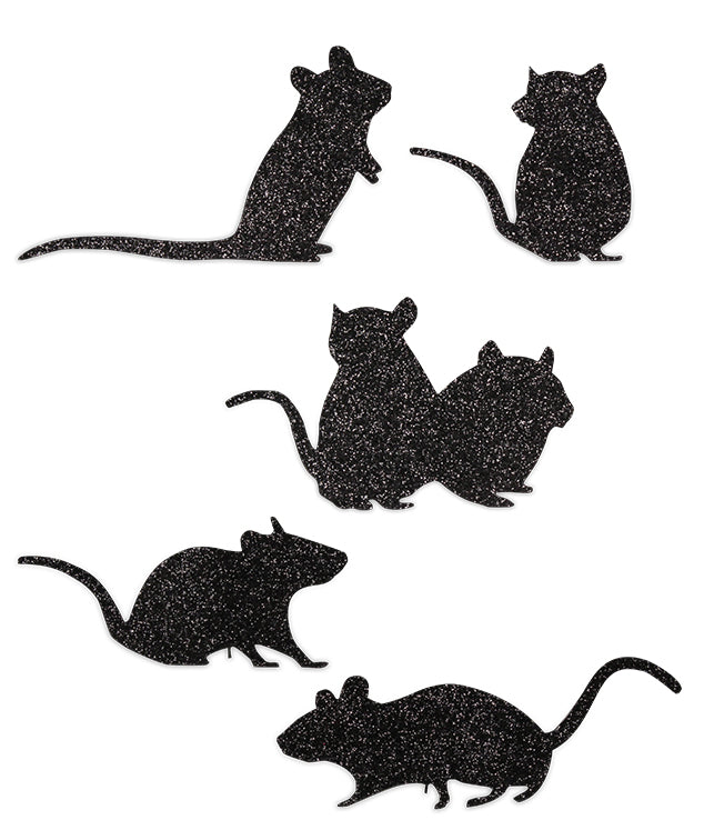 "Scampering Mice Silhouettes, Glittered"