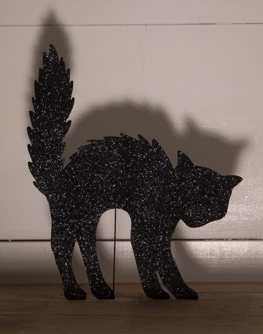 "Scaredy Cat Silhouette, Glittered"