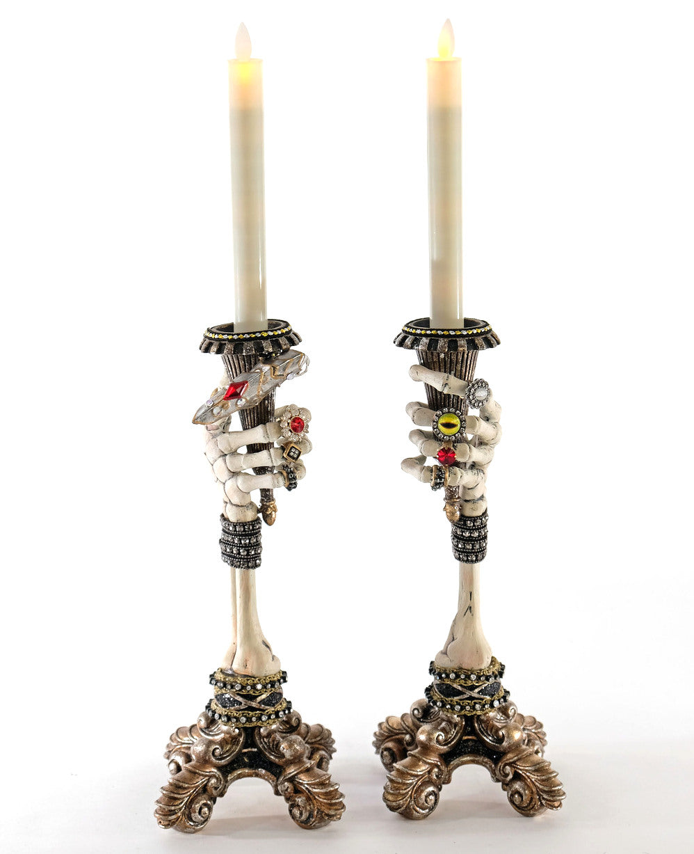 Katherine's Collection Skeleton Hand Candlestick Holders