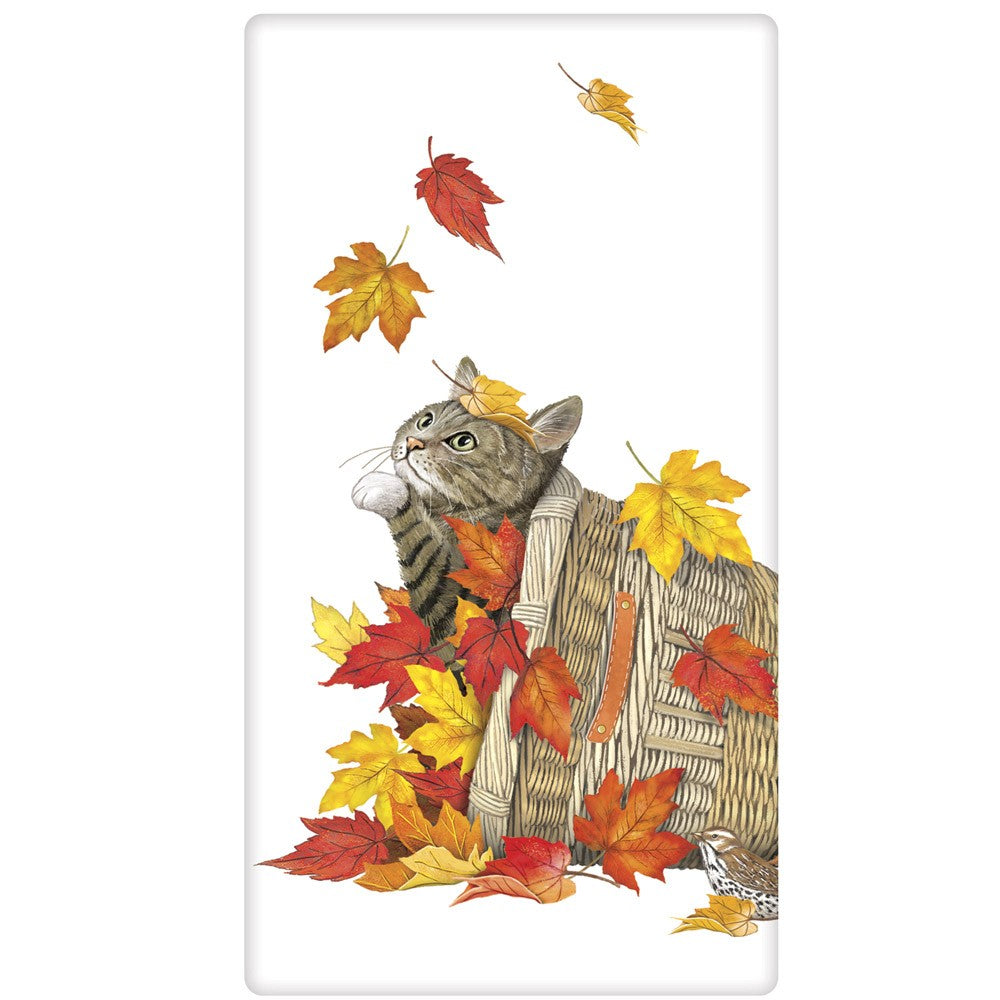 Tabby Cat Fall Basket Towel